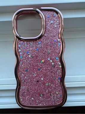 Wavy Glittery Pink iPhone 15 Pro Max Case